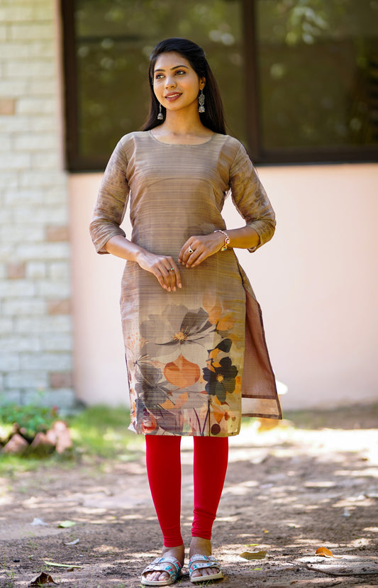 Dreamy Brown Floral Kurti