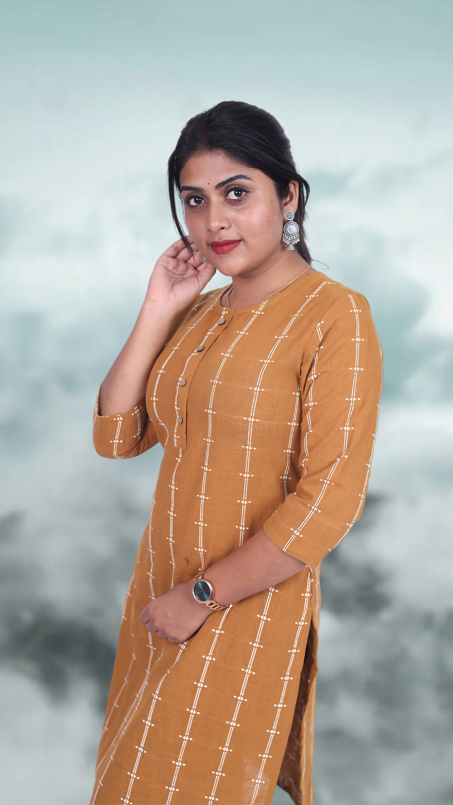 Women Cotton Kurthi Yellow Dorby