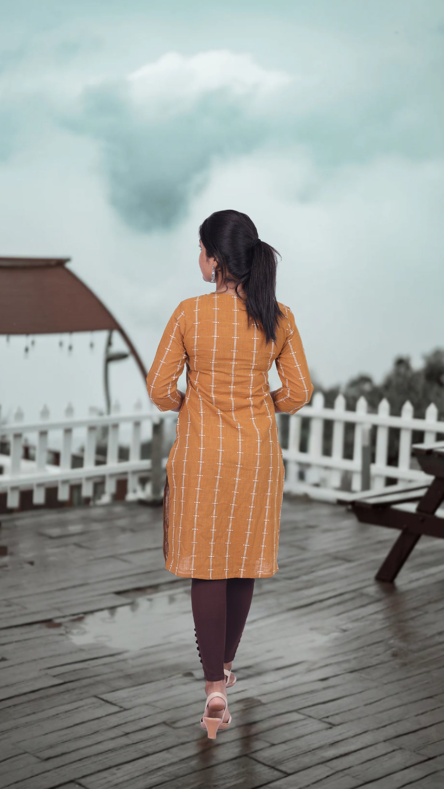 Women Cotton Kurthi Yellow Dorby