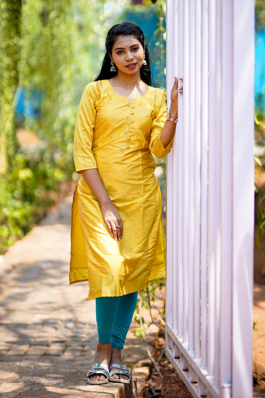 Pastel Yellow Kurti For Women