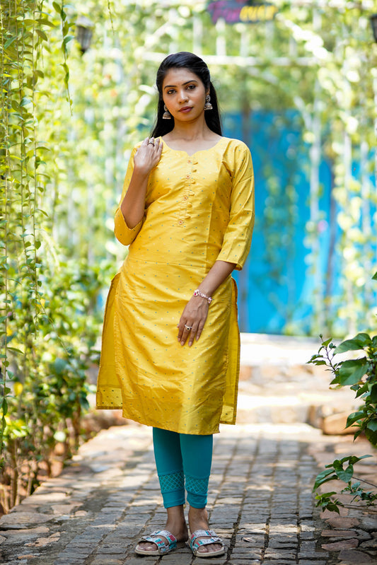 Pastel Yellow Kurti For Women