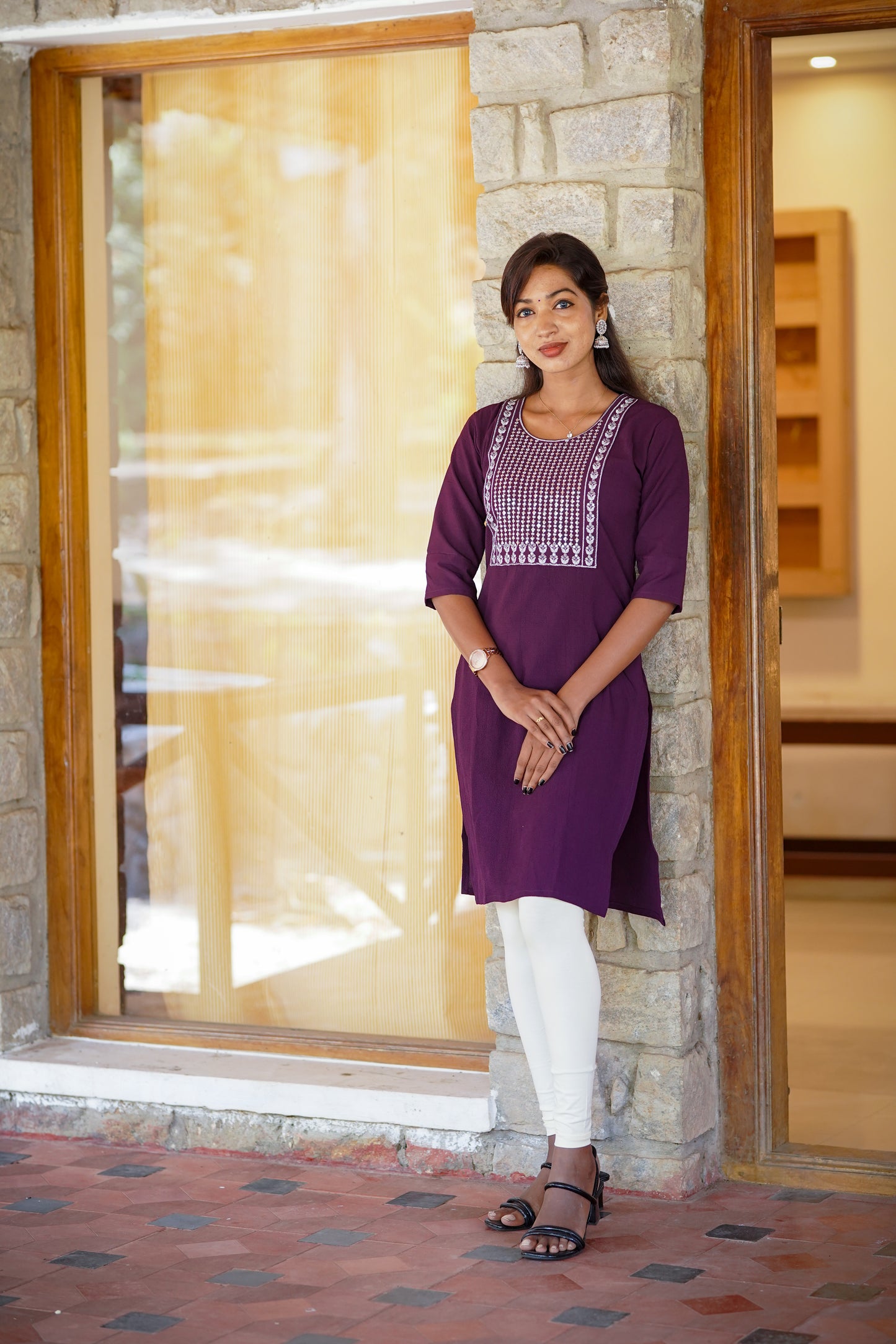 Royal Purple Embroidered Kurti – Elegant Everyday Wear