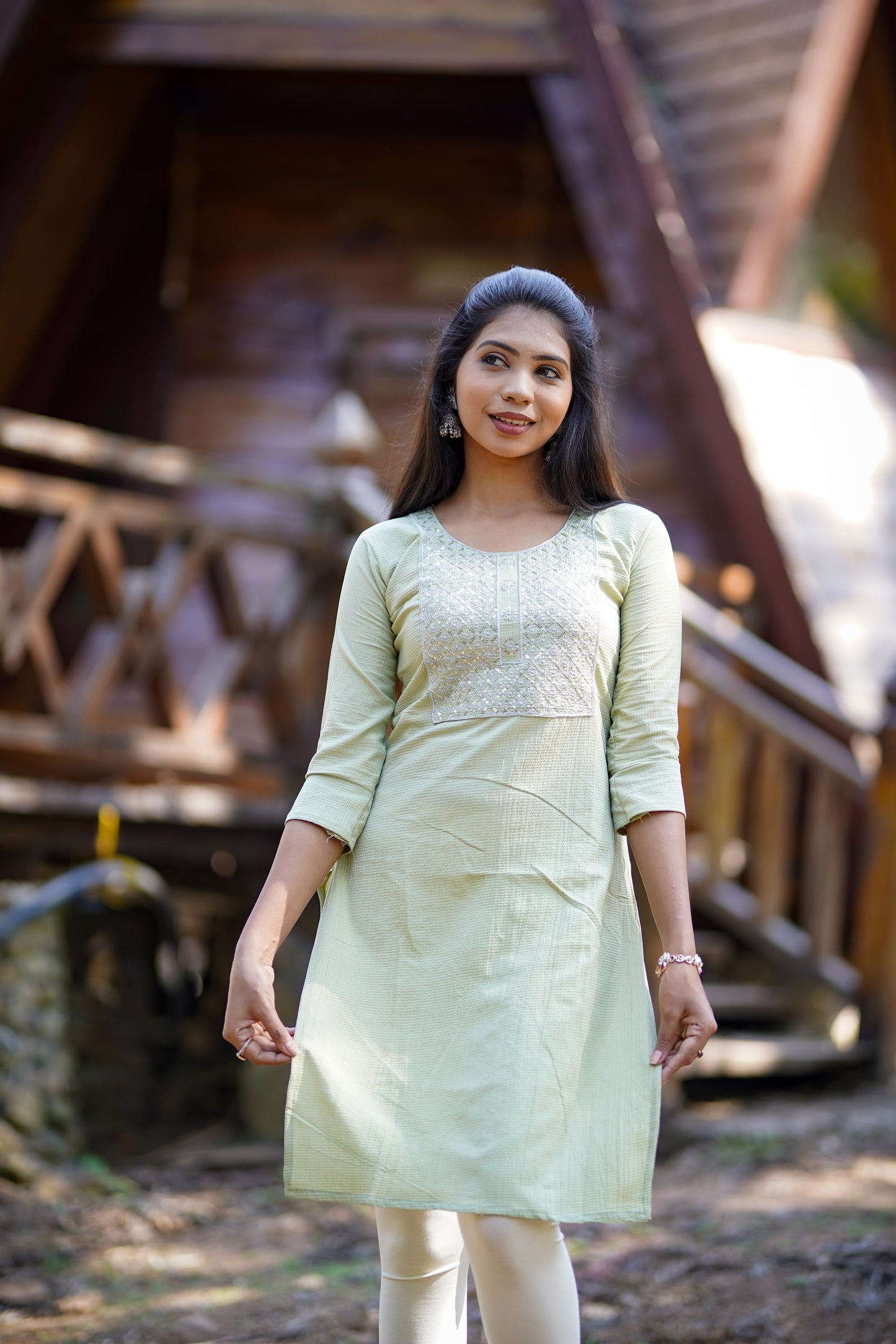 Elegant Pista Green Embroidered Kurti – Soft & Stylish