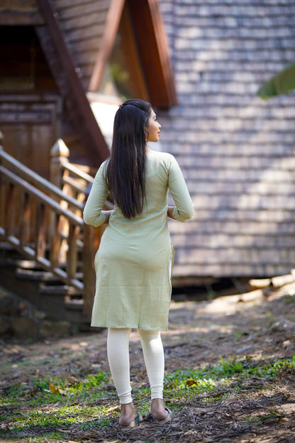 Elegant Pista Green Embroidered Kurti – Soft & Stylish